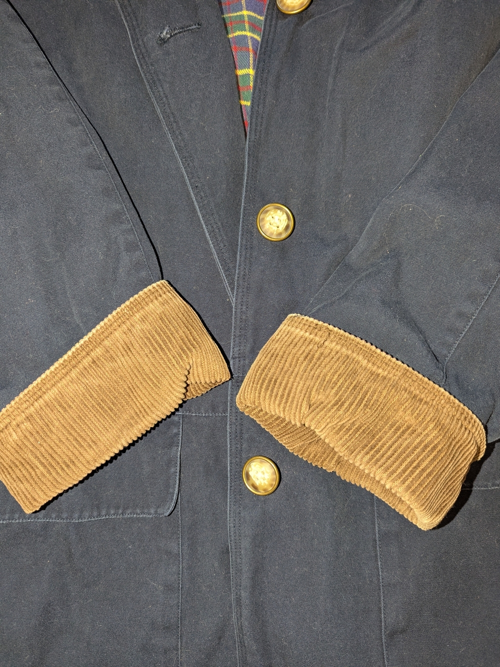 Classic Navy Cotton Jacket with Corduroy Trim Cambridge MS - Picture 3 of 6